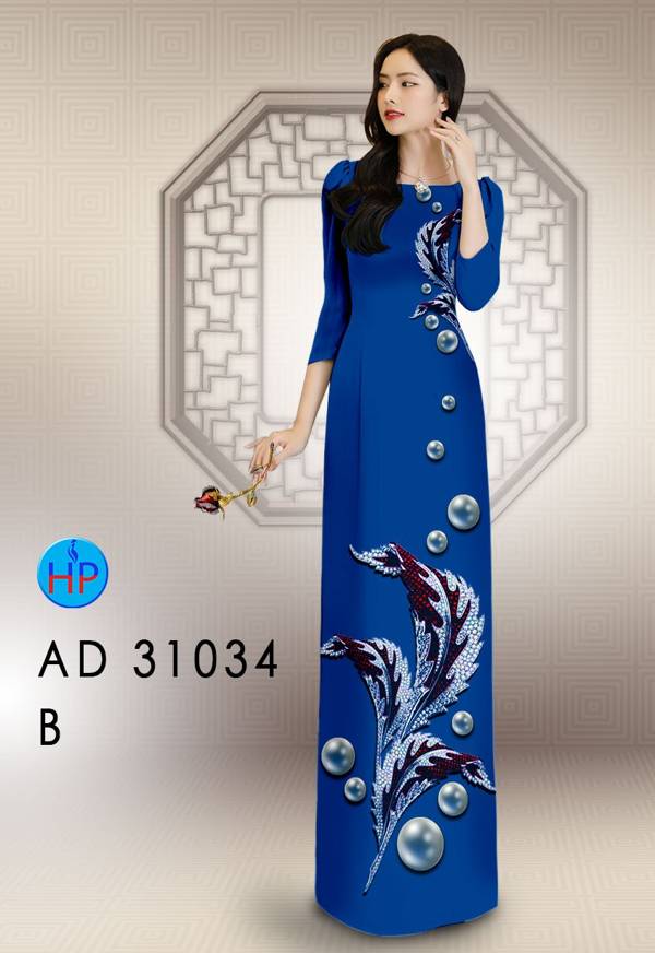 Vải Áo Dài Hoa In 3D AD 31034 43